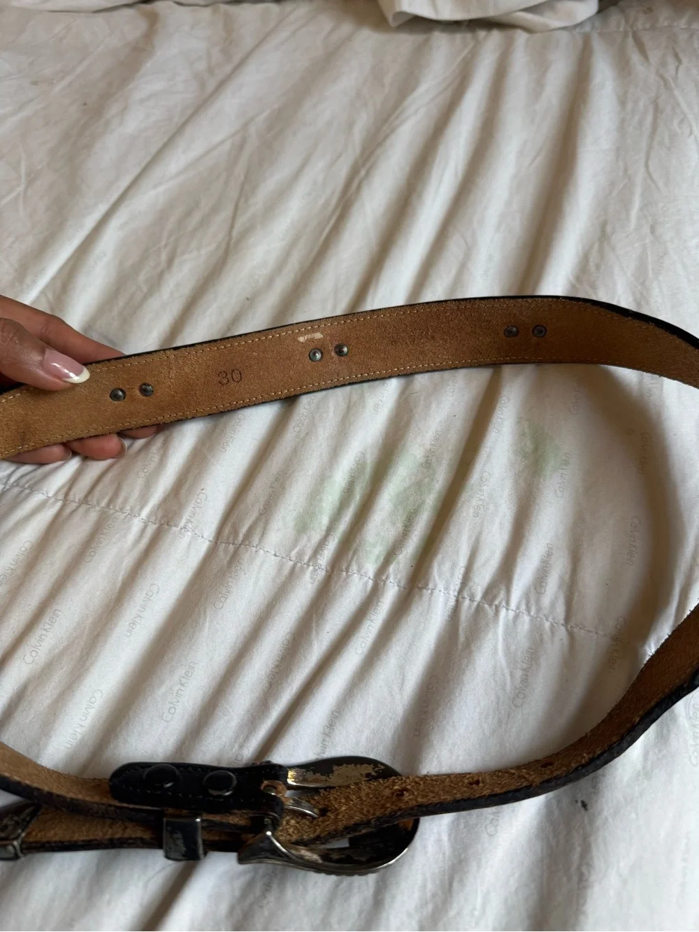 Black Leather Belt with Silver Buckle vintage.